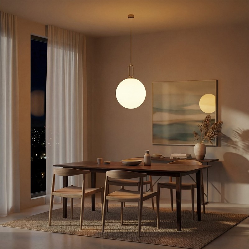 kelvo® BELLISSIMO KLV-101-0378 Κρεμαστό Φωτιστικό Οροφής για Λάμπα με Ντουί E27 AC 220-240V IP20 - Χρυσό Βούρτσας Πλατίνα & Λευκό - Μ40 x Π40 x Υ62cm