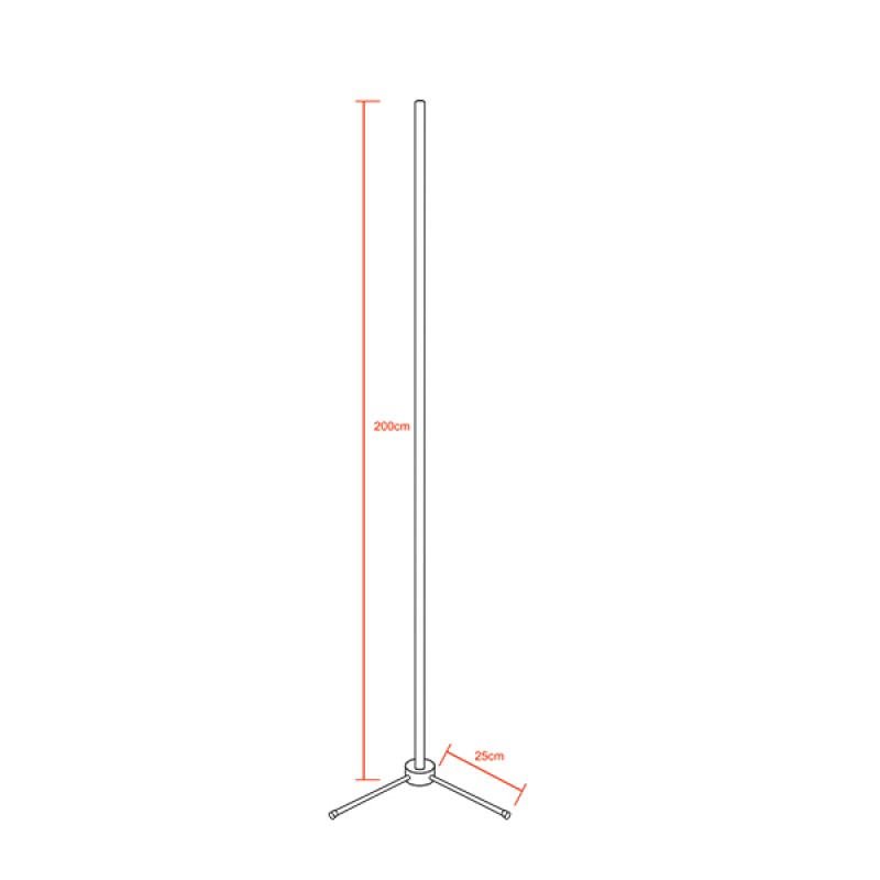 Μοντέρνο Minimal Επιδαπέδιο Μαύρο Φωτιστικό 200cm LED 32 Watt με Ασύρματο Χειριστήριο 2.4G RF & Dimmer RGBW+WW Πολύχρωμο Digital Magic Dot Pixel GloboStar ALIEN Design GLOBO-200-11