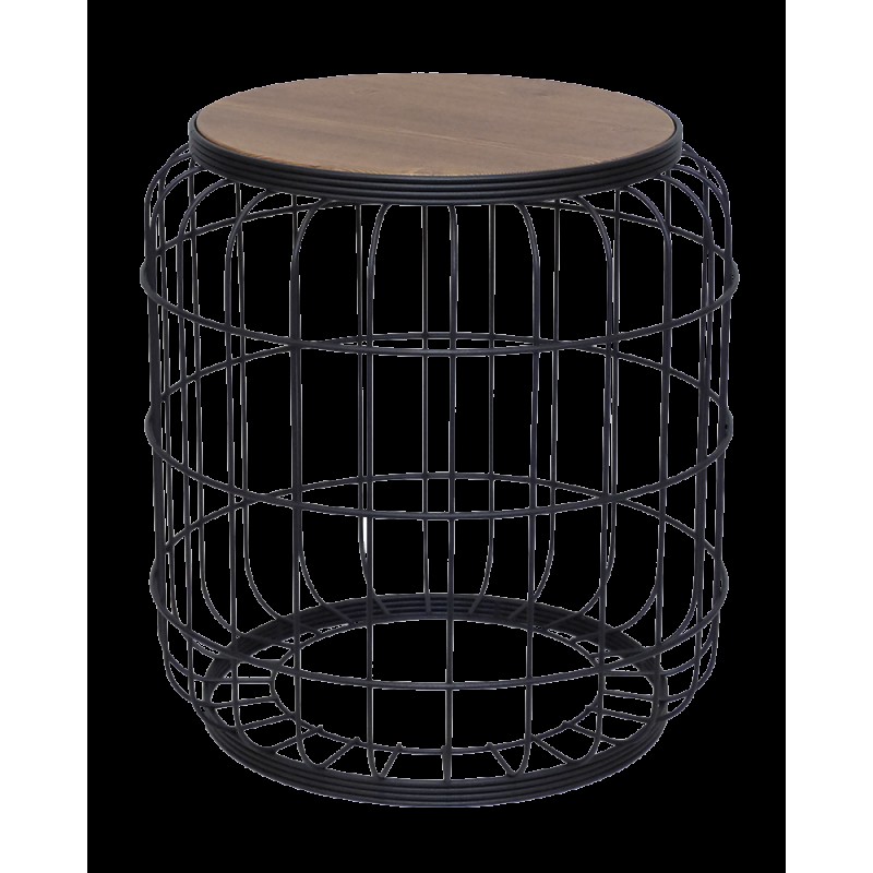 Τραπεζάκι βοηθητικό -Α- VARELAKI H47xΦ42cm μαύρο μεταλλικό/καφέ ξύλο