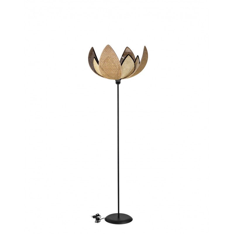 HFLB-70 FLOOR LAMP BLACK-RATTAN ΟΡΘΟΣΤΑΤΗΣ ΦΥΛΛΑ