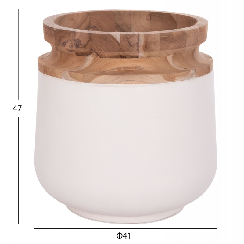 ΔΙΑΚΟΣΜΗΤΙΚΟ ΒΑΖΟ ΔΑΠΕΔΟΥ LINTER HM4662.02L FIBER CEMENT ΛΕΥΚΟ--ΞΥΛΟ ΤΕΑΚ Φ41x47Υεκ.
