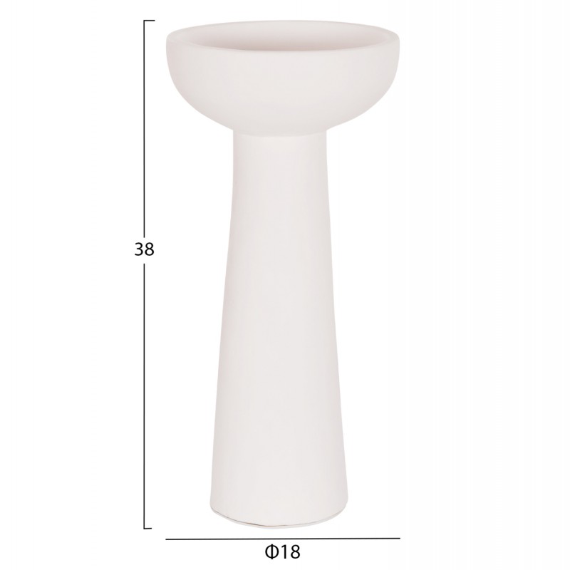 ΕΠΙΤΡΑΠΕΖΙΟ ΔΙΑΚΟΣΜΗΤΙΚΟ ΒΑΖΟ LEKKAN HM4664.02L ΤΕΡΑΚΟΤΑ ΣΕ ΛΕΥΚΟ--Φ18x38Υεκ.