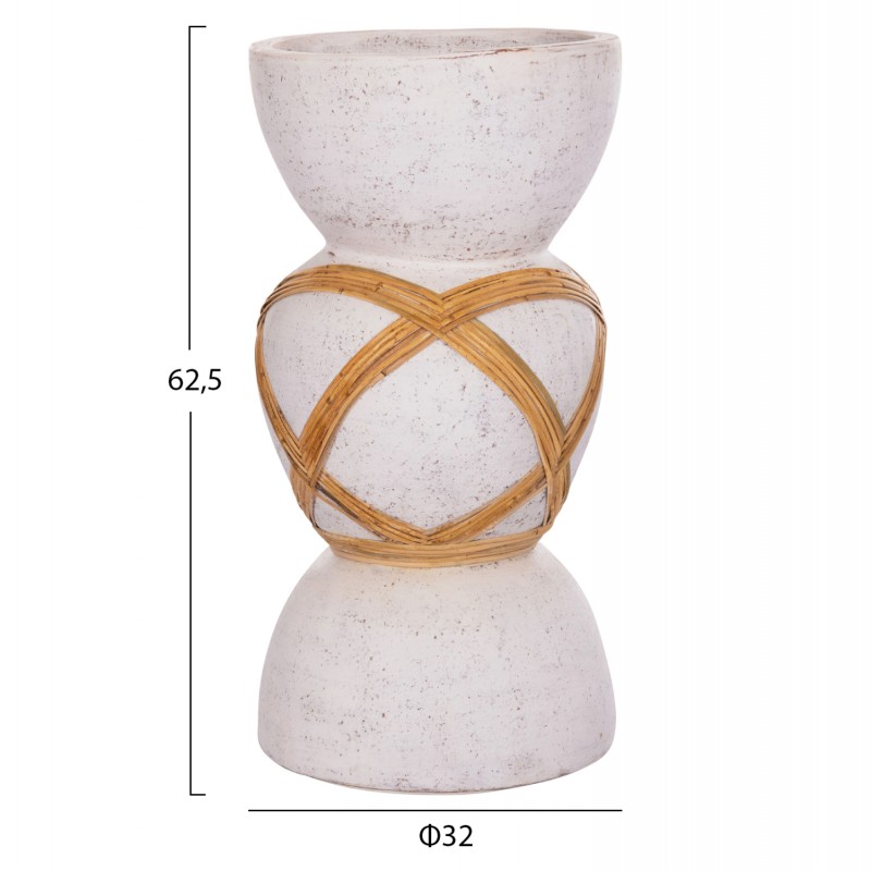 ΔΙΑΚΟΣΜΗΤΙΚΟ ΒΑΖΟ ΔΑΠΕΔΟΥ MAYNARD HM4672.02L FIBER CEMENT ΛΕΥΚΟ--RATTAN Φ32x62.5Υεκ.