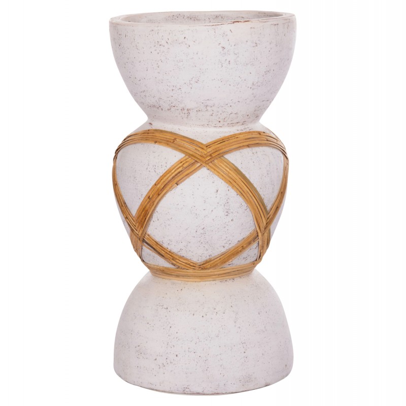 ΔΙΑΚΟΣΜΗΤΙΚΟ ΒΑΖΟ ΔΑΠΕΔΟΥ MAYNARD HM4672.02L FIBER CEMENT ΛΕΥΚΟ--RATTAN Φ32x62.5Υεκ.