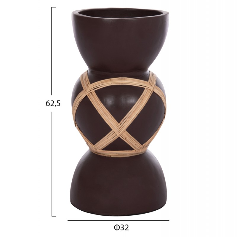 ΔΙΑΚΟΣΜΗΤΙΚΟ ΒΑΖΟ ΔΑΠΕΔΟΥ MAYNARD HM4672.07L FIBER CEMENT ΣΟΚΟΛΑΤΙ-RATTAN Φ32x62.5Υεκ