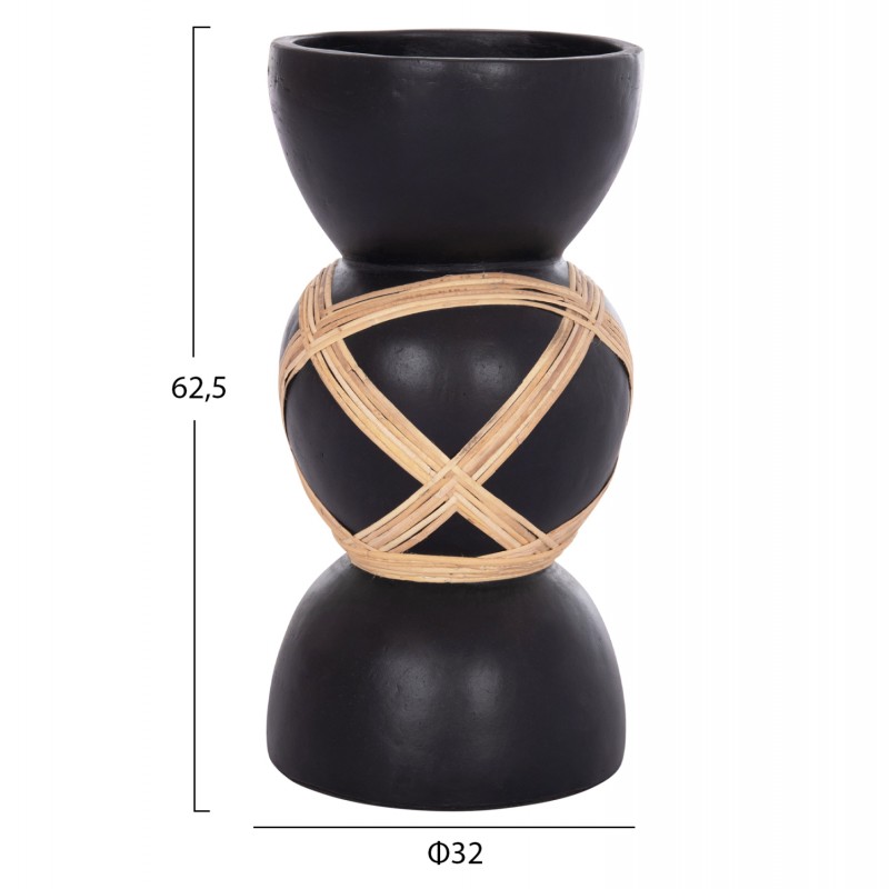 ΔΙΑΚΟΣΜΗΤΙΚΟ ΒΑΖΟ ΔΑΠΕΔΟΥ MAYNARD HM4672.01L FIBER CEMENT ΜΑΥΡΟ-RATTAN Φ32x62.5Υεκ