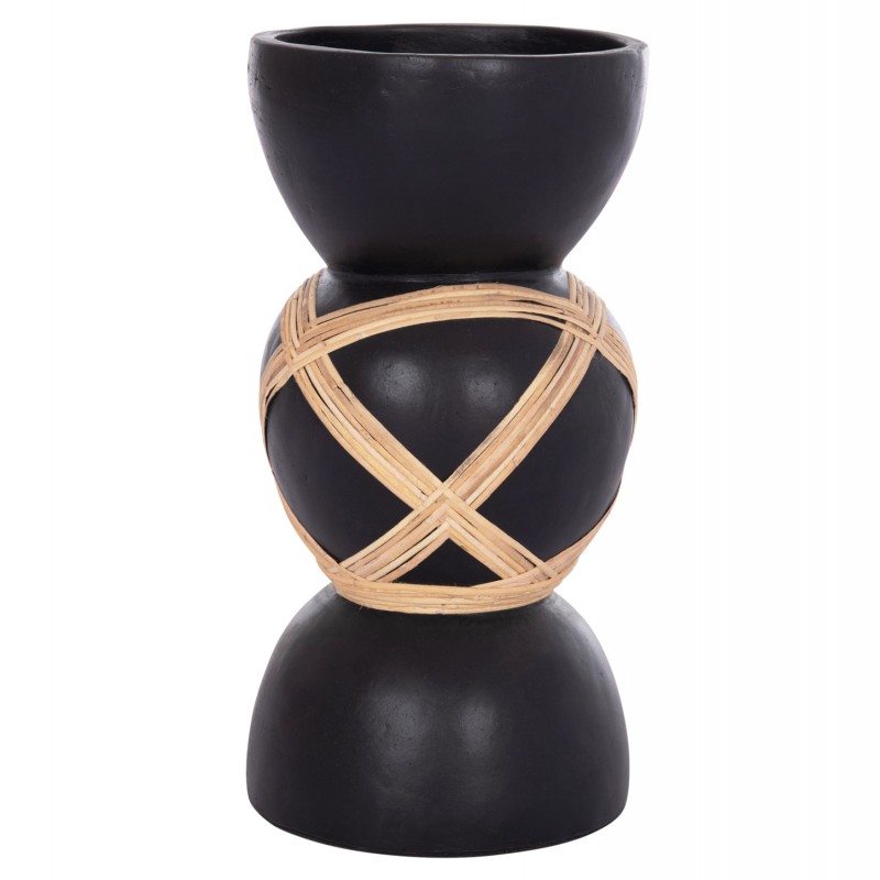 ΔΙΑΚΟΣΜΗΤΙΚΟ ΒΑΖΟ ΔΑΠΕΔΟΥ MAYNARD HM4672.01L FIBER CEMENT ΜΑΥΡΟ-RATTAN Φ32x62.5Υεκ