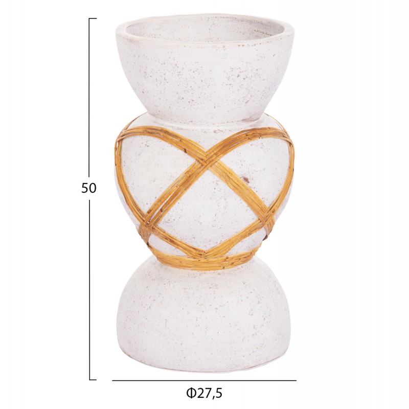 ΔΙΑΚΟΣΜΗΤΙΚΟ ΒΑΖΟ ΔΑΠΕΔΟΥ MAYNARD HM4672.02S FIBER CEMENT ΛΕΥΚΟ--RATTAN Φ27.5x50Υεκ