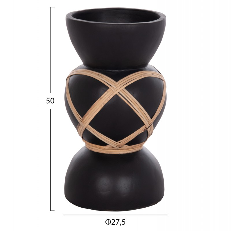 ΔΙΑΚΟΣΜΗΤΙΚΟ ΒΑΖΟ ΔΑΠΕΔΟΥ MAYNARD HM4672.01S FIBER CEMENT ΜΑΥΡΟ-RATTAN Φ27.5x50Υ