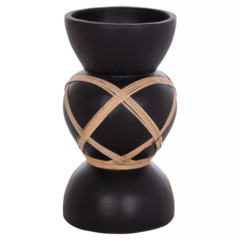 ΔΙΑΚΟΣΜΗΤΙΚΟ ΒΑΖΟ ΔΑΠΕΔΟΥ MAYNARD HM4672.01S FIBER CEMENT ΜΑΥΡΟ-RATTAN Φ27.5x50Υ