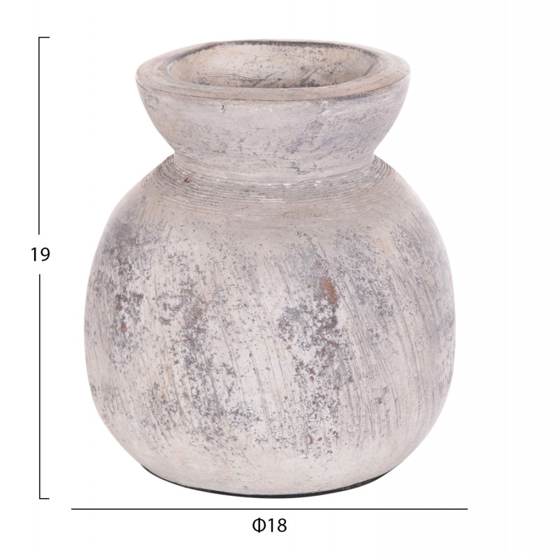 ΔΙΑΚΟΣΜΗΤΙΚΟ ΕΠΙΤΡΑΠΕΖΙΟ ΒΑΖΟ VERMO HM4396 ΤΕΡΑΚΟΤΑ ΣΕ ΑΝΟΙΧΤΟ ΓΚΡΙ Φ18x19Υεκ.