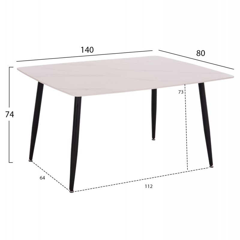 ΤΡΑΠΕΖΙ RAVEN HM18149.01 ΚΕΡΑΜΙΚΟ TOP ΜΕ ΟΨΗ ΛΕΥΚΟ ΜΑΡΜΑΡΟ 140x80x74Υεκ.