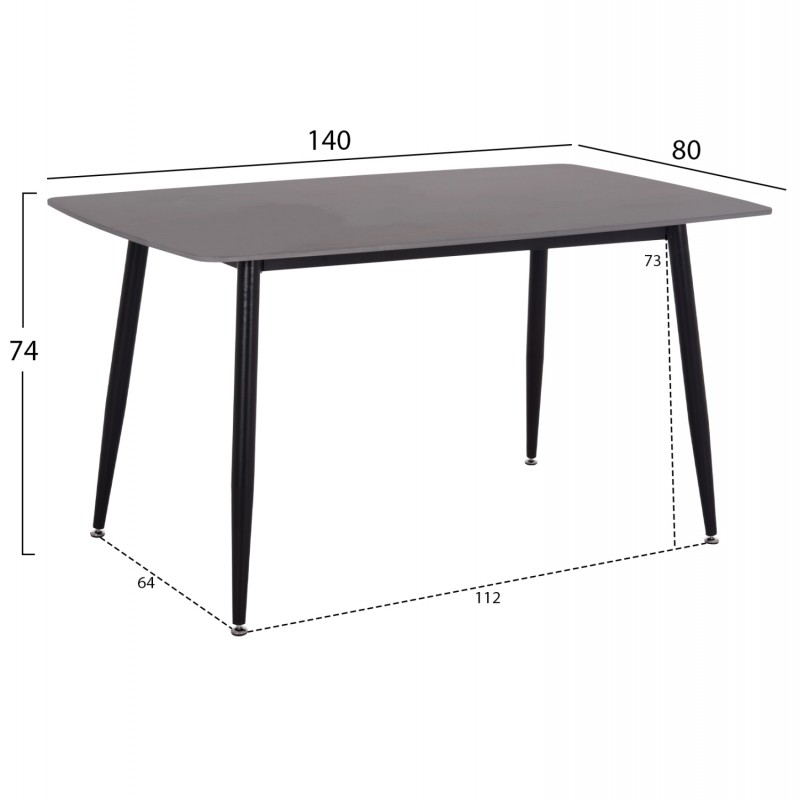 ΤΡΑΠΕΖΙ RAVEN HM18149.02 ΚΕΡΑΜΙΚΟ TOP ΑΝΘΡΑΚΙ ΜΑΡΜΑΡΟ-ΜΑΥΡΟ ΜΕΤΑΛΛΟ 140x80x74Υεκ.