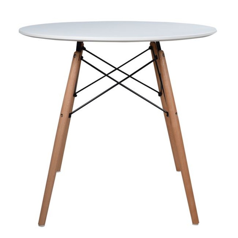 ΤΡΑΠΕΖΙ MINIMAL HM0059.01 ΛΕΥΚΟ Φ80Χ74.5 ΕΚ ΜΕ ΞΥΛΙΝΑ ΠΟΔΙΑ ΟΞΙΑ