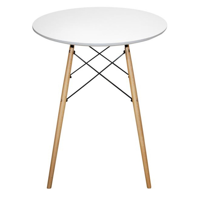 ΤΡΑΠΕΖΙ MINIMAL HM0060.01 ΛΕΥΚΟ ΜΕ ΞΥΛΙΝΑ ΠΟΔΙΑ ΟΞΙΑ Φ60Χ72Υ ΕΚ.