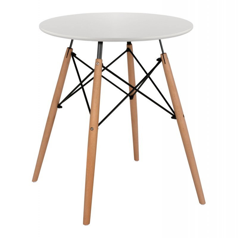 ΤΡΑΠΕΖΙ MINIMAL HM0060.01 ΛΕΥΚΟ ΜΕ ΞΥΛΙΝΑ ΠΟΔΙΑ ΟΞΙΑ Φ60Χ72Υ ΕΚ.