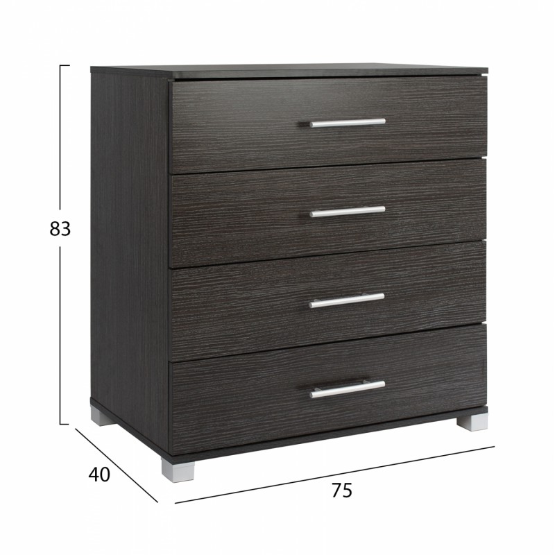 ΣΥΡΤΑΡΙΕΡΑ ΜΕΛΑΜΙΝΗΣ BRIANA HM2204.01 ME 4 ΣΥΡΤΑΡΙΑ ZEBRANO 75x40x83 εκ.