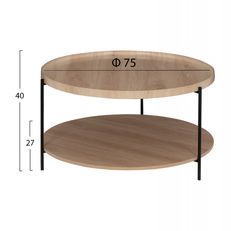 ΤΡΑΠΕΖΙ ΣΑΛΟΝΙΟΥ MATTEO 2 ΕΠΙΠΕΔΩΝ ΣΤΡΟΓΓΥΛΟ HM8753.11 Φ75x40Yεκ