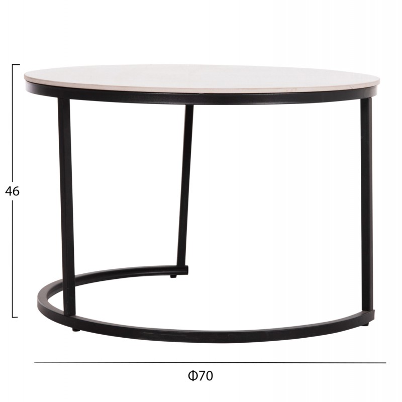 ΤΡΑΠΕΖΙA ΣΑΛΟΝΙΟΥ ΣΕΤ 2ΤΜΧ TALOS HM18140.01 ΓΚΡΙ ΚΕΡΑΜΙΚΟ TOP-ΜΕΤΑΛΛΙΚΑ ΠΟΔΙΑ Φ70x46Υεκ