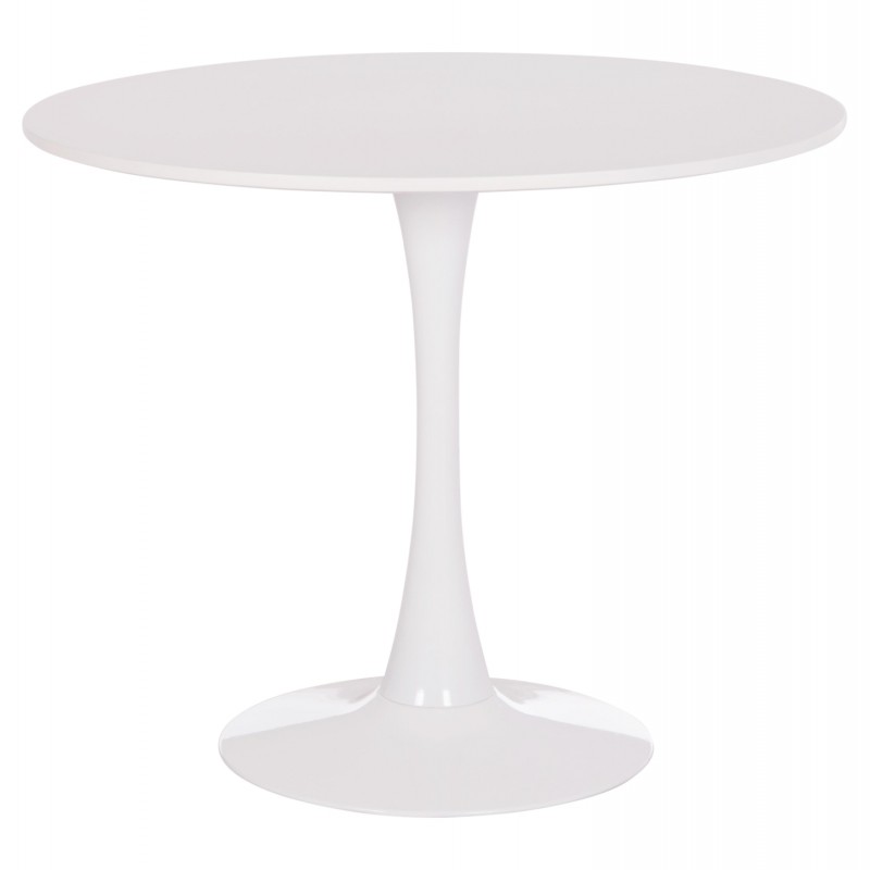 ΤΡΑΠΕΖΙ ΣΤΡΟΓΓΥΛΟ BROLIN HM18141.01 MDF TOP-ΒΑΣΗ ΜΕΤΑΛΛΙΚΗ--ΛΕΥΚΟ Φ90x73Υεκ