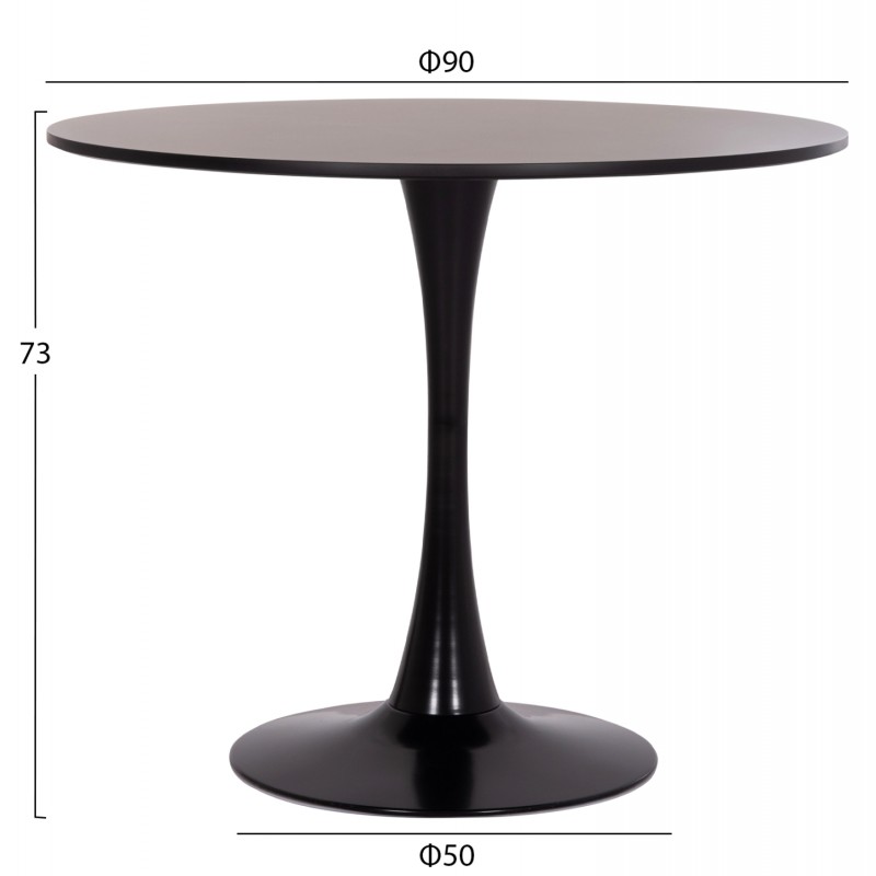 ΤΡΑΠΕΖΙ ΣΤΡΟΓΓΥΛΟ BROLIN HM18141.02 MDF TOP-ΒΑΣΗ ΜΕΤΑΛΛΙΚΗ--ΜΑΥΡΟ Φ90x73Υεκ