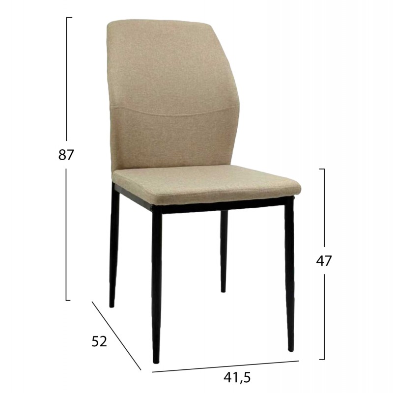 ΚΑΡΕΚΛΑ ΤΡΑΠΕΖΑΡΙΑΣ DIAZ HM18346.04 ΜΠΕΖ ΥΦΑΣΜΑ-ΜΕΤΑΛΛΙΚΑ ΠΟΔΙΑ ΜΑΥΡΑ 41,5x52x87Υεκ.