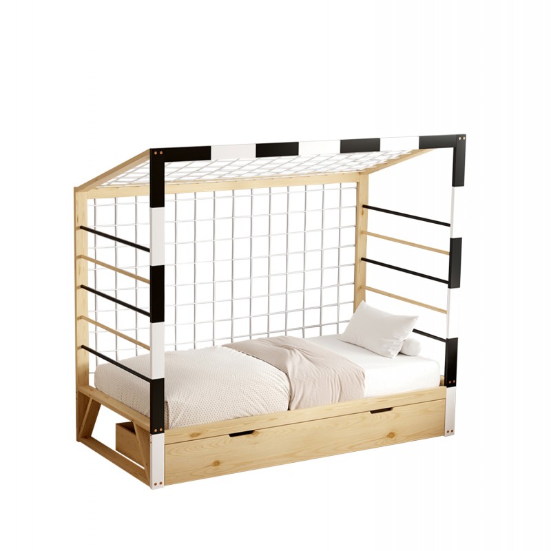 ΚΡΕΒΑΤΙ ΠΑΙΔΙΚΟ ΜΕ ΣΥΡΤΑΡΙ GOALIE HM700 ΞΥΛΟ ΠΕΥΚΟΥ ΦΥΣΙΚΟ-ΛΕΥΚΟ-ΜΑΥΡΟ- 190x90εκ