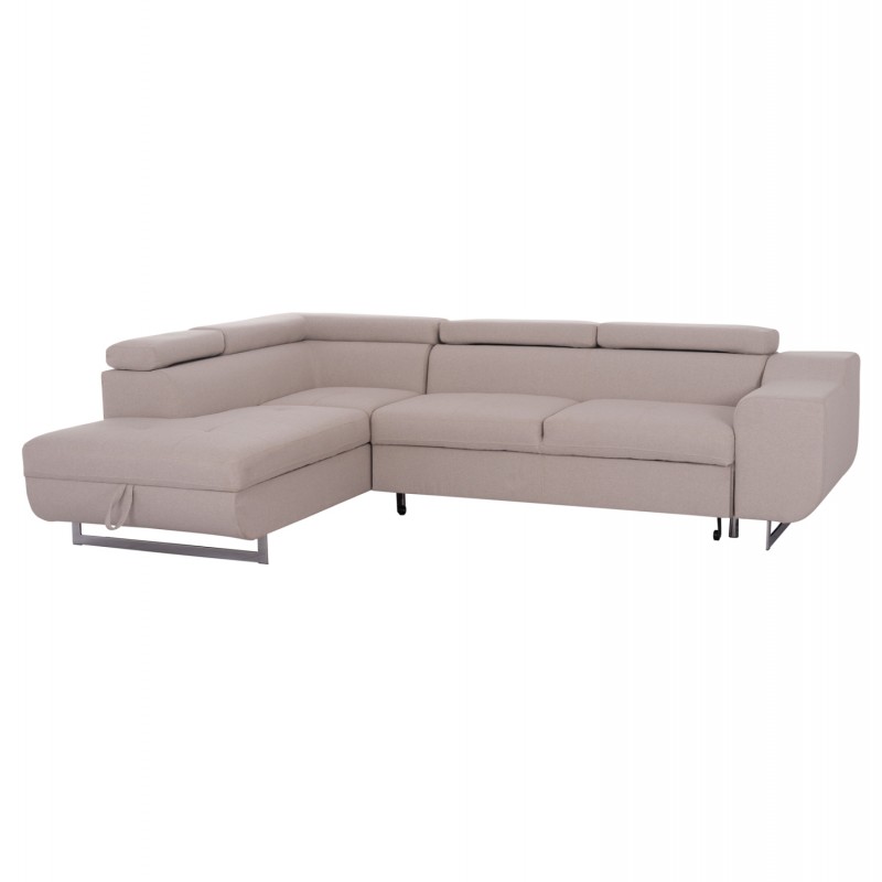 ΓΩΝΙΑΚΟΣ ΚΑΝΑΠΕΣ-ΚΡΕΒΑΤΙ ΜΕ ΑΠΟΘ.ΧΩΡΟ ENCORE HM3301.03L ΜΠΕΖ ΥΦΑΣΜΑ 285x205x90Υεκ.