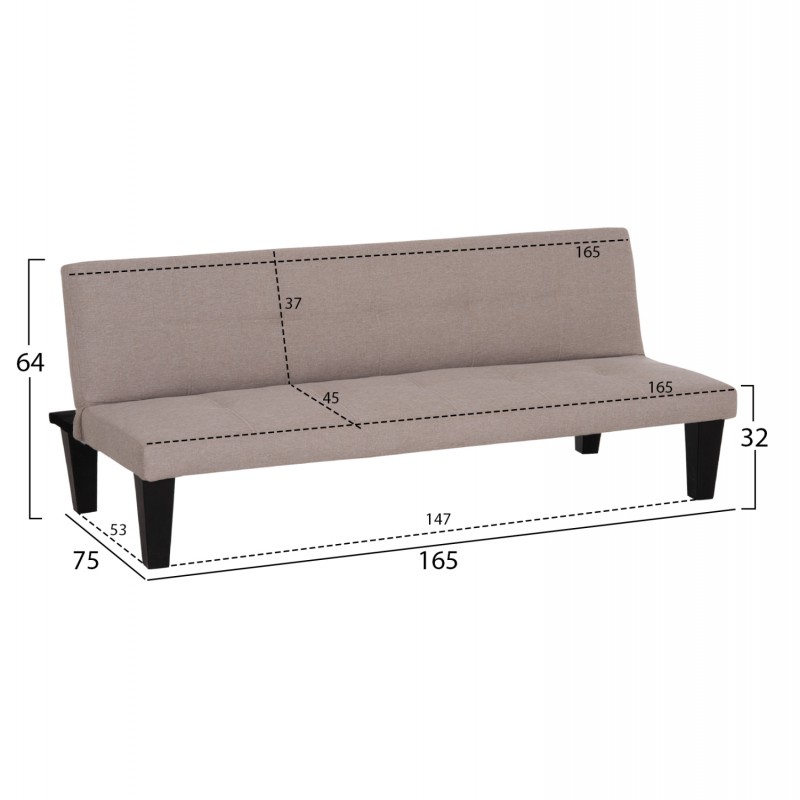 ΚΑΝΑΠΕΣ ΚΡΕΒΑΤΙ 2-ΘΕΣΙΟΣ KORO HM3304.04 ΜΠΕΖ PU ΔΕΡΜΑ 165x75x64Υεκ