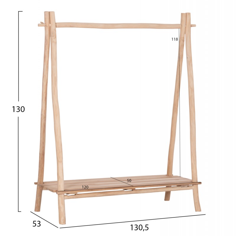 ΕΠΙΠΛΟ ΕΙΣΟΔΟΥ PERL HM9911 ΚΛΑΔΙΑ ΞΥΛΟΥ TEAK-ΦΥΣΙΚΟ 130,5x53x130Υεκ.