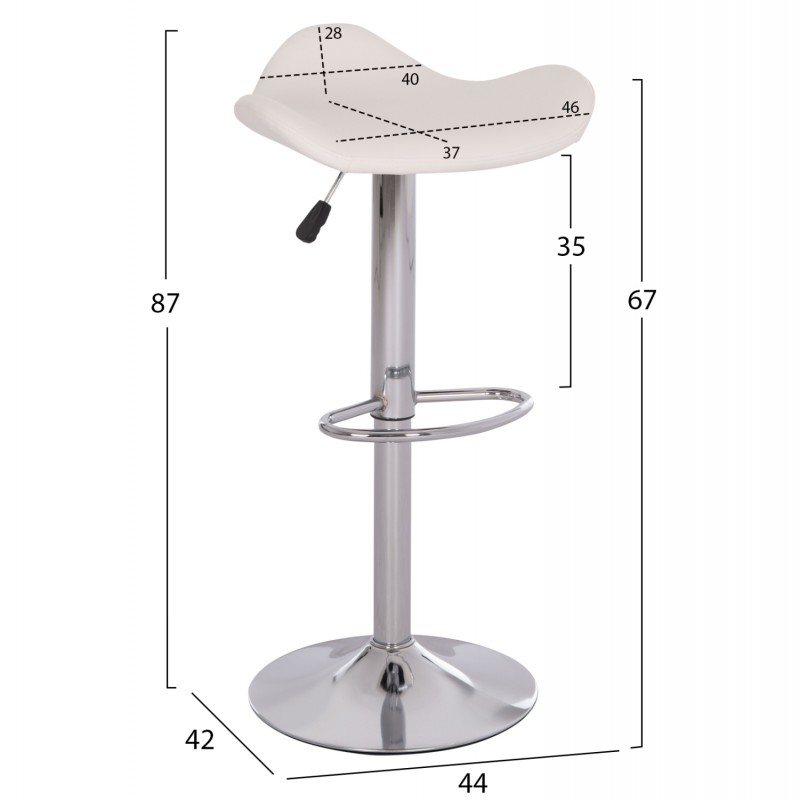 ΣΚΑΜΠO ΜΠΑΡ ΠΕΡΙΣΤΡΕΦΟΜΕΝΟ GANNA HM201.22 ΜΕ ΑΜΟΡΤΙΣΕΡ-ΛΕΥΚΟ PU 44x42x87Υεκ.