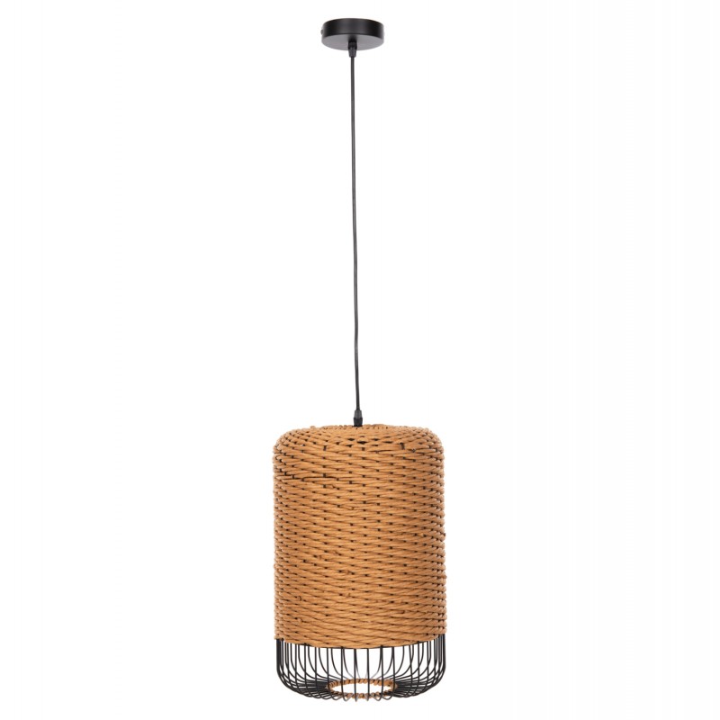 ΦΩΤΙΣΤΙΚΟ ΟΡΟΦΗΣ ΚΡΕΜΑΣΤΟ HM4340 PAPER ROPE ΜΠΕΖ-ΜΑΥΡΟ ΜΕΤΑΛΛΟ-Φ27x41,5Υεκ.