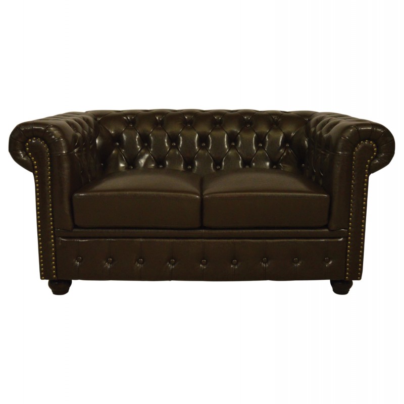 ΚΑΝΑΠΕΣ 2ΘΕΣΙΟΣ T.CHESTERFIELD HM3010.01 ΤΕΧΝΟΔΕΡΜΑ ΣΚΟΥΡΟ ΚΑΦΕ 155x90x73 εκ.