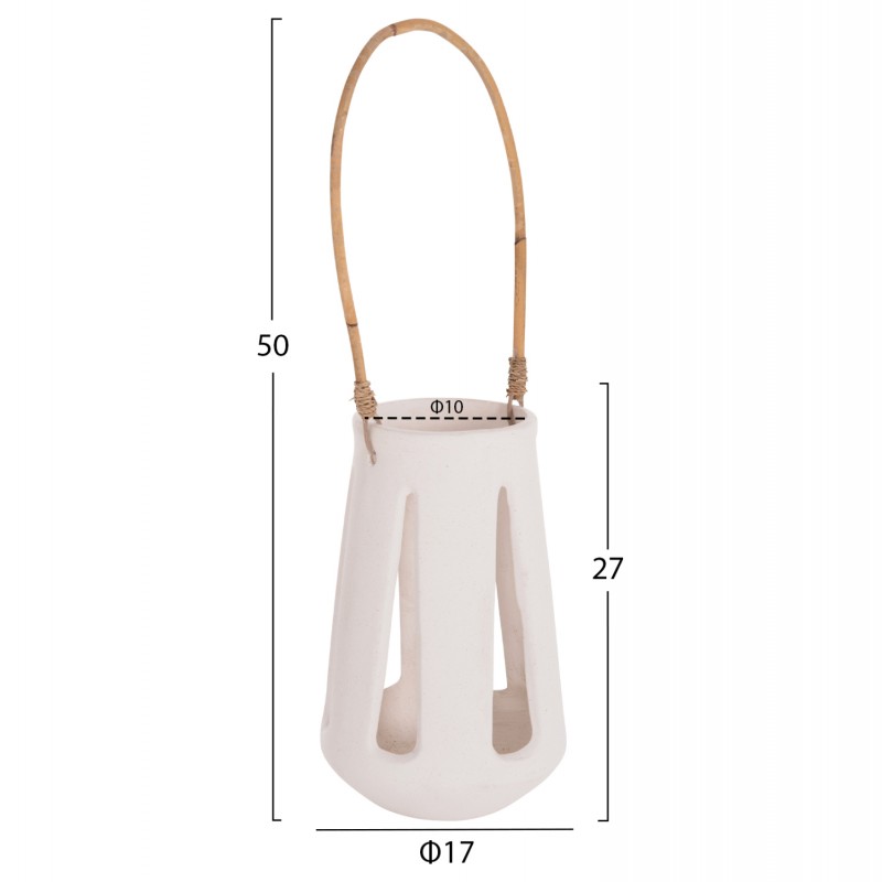 ΕΠΙΤΡΑΠΕΖΙΟ ΦΑΝΑΡΙ ERANTYL HM4696.02L ΛΕΥΚΟ FIBER CEMENT & ΧΕΡΟΥΛΙ RATTAN Φ17x27Yεκ.