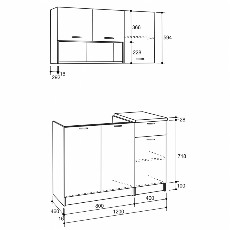 ΣΥΝΘΕΣΗ ΚΟΥΖΙΝΑΣ JADIEL ΜΕΛΑΜΙΝΗ SONAMA-ΛΕΥΚΟ HM2440 120x46-29,2 εκ.