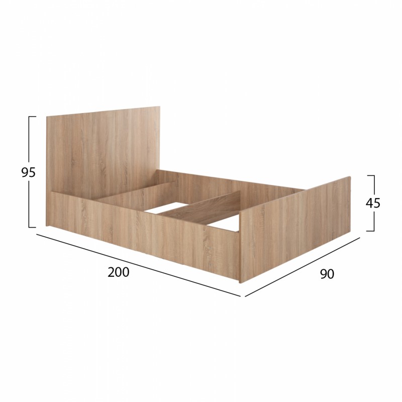 ΚΡΕΒΑΤΙ ADLER ΜΟΝΟ 90X200 SONAMA OAK HM2433.01