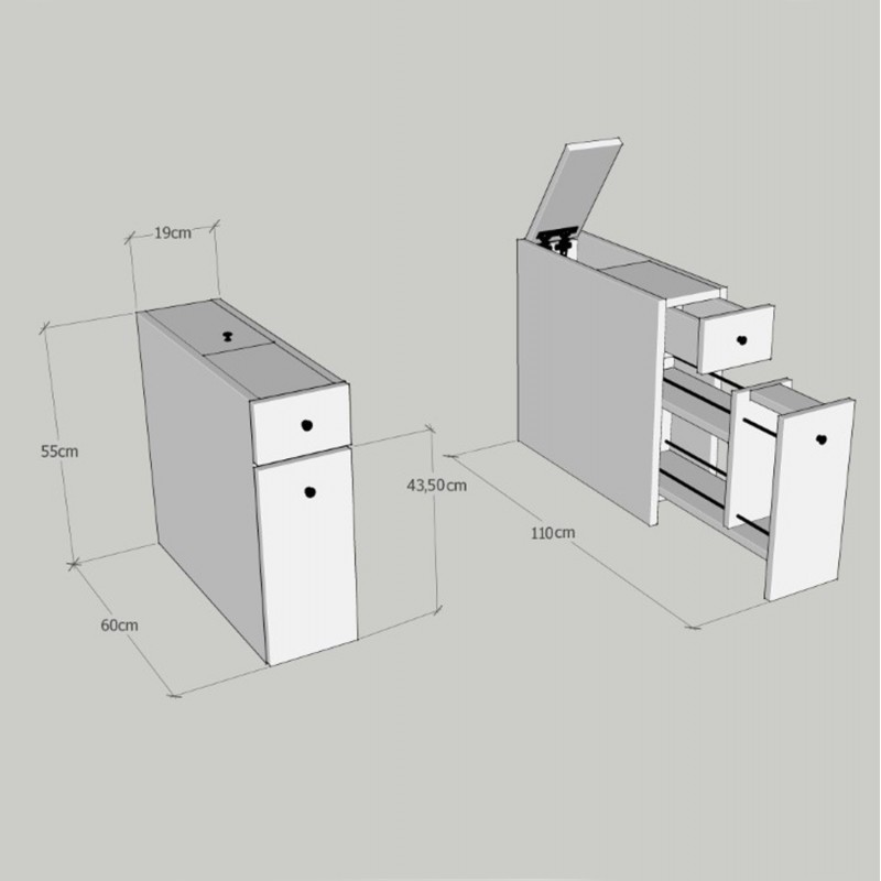 ΝΤΟΥΛΑΠΙ ΜΠΑΝΙΟΥ ΑΝΘΡΑΚΙ ΜΕΛΑΜΙΝΗ 19x60x55Υεκ.HM9424.01