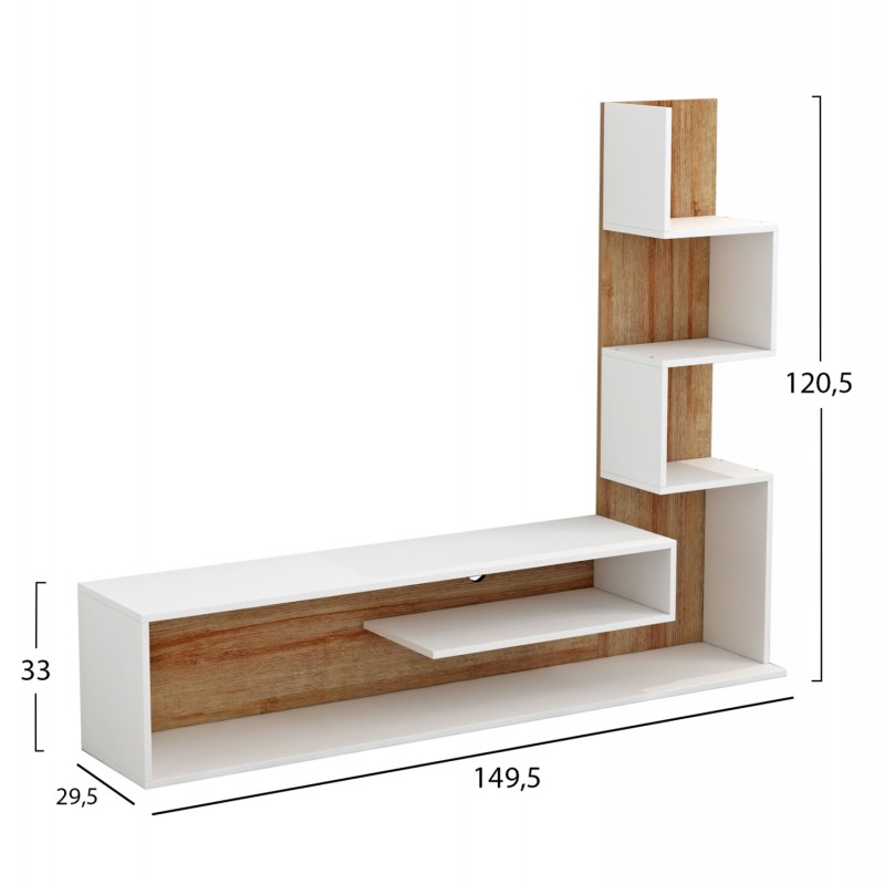 ΣΥΝΘΕΤΟ ΤΗΛΕΟΡΑΣΗΣ EDELIE HM8908.11 ΜΕΛΑΜΙΝΗ ΣΕ ΛΕΥΚΟ-ΦΥΣΙΚΟ 149,5x29,5x120,8Υεκ.