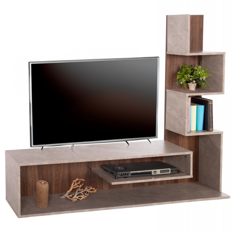 ΣΥΝΘΕΤΟ ΤΗΛΕΟΡΑΣΗΣ EDELIE HM8908.14 ΜΕΛΑΜΙΝΗ ΓΚΡΙ STONE TEXTURE-ΦΥΣΙΚΟ 149,5x29,5x120,8Υεκ.