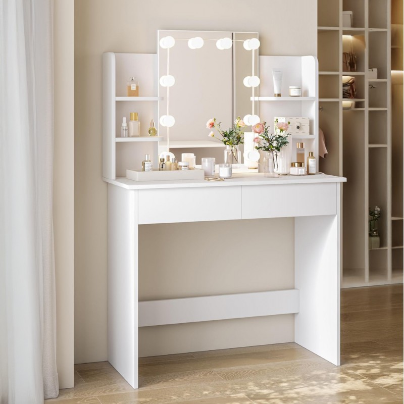 ΤΟΥΑΛΕΤΑ ΜΕ ΦΩΤΙΣΜΟ LED-ΡΑΦΙΑ-ΣΥΡΤΑΡΙΑ LAURYN HM2502.03 ΛΕΥΚΟ 101.8x40x139.5Υεκ