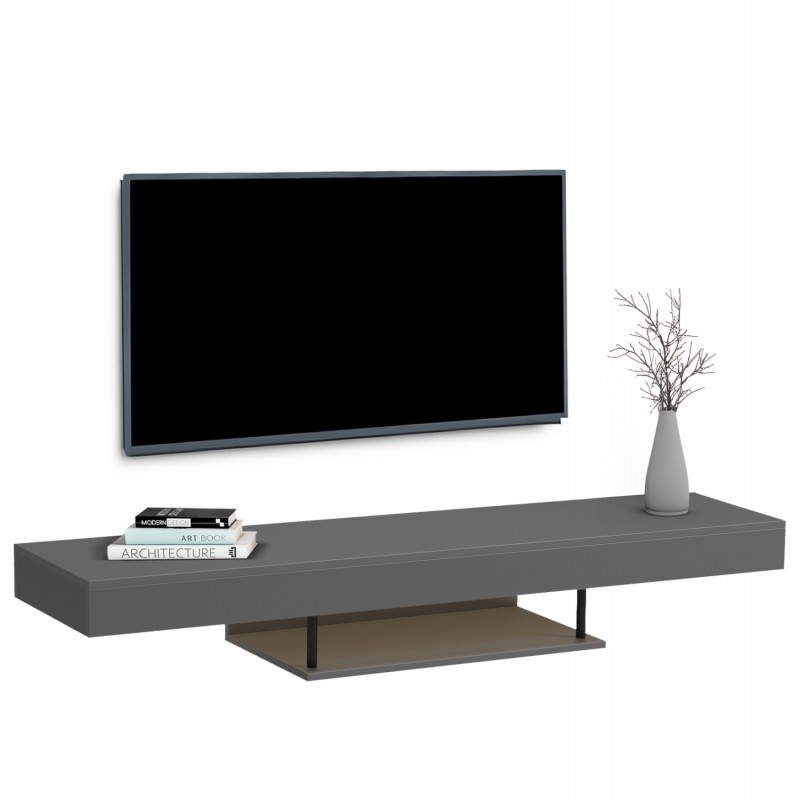 ΕΠΙΠΛΟ ΤΗΛΕΟΡΑΣΗΣ ΤΟΙΧΟΥ ME LED SAVOR HM18381.05 ΜΕΛΑΜΙΝΗ ΣΕ ΓΚΡΙ 150x29,5x22Υεκ
