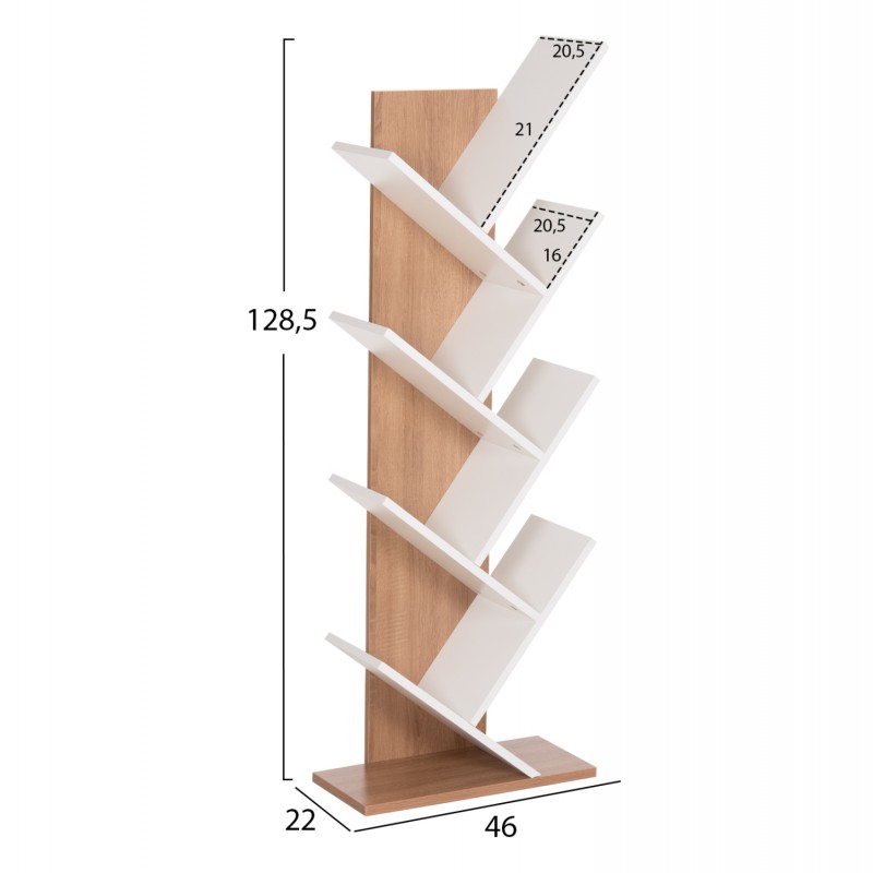 ΒΙΒΛΙΟΘΗΚΗ LIANA HM9028.14 ΜΕΛΑΜΙΝΗ SONAMA/ΛΕΥΚΟ 46x22x128,5Yεκ.
