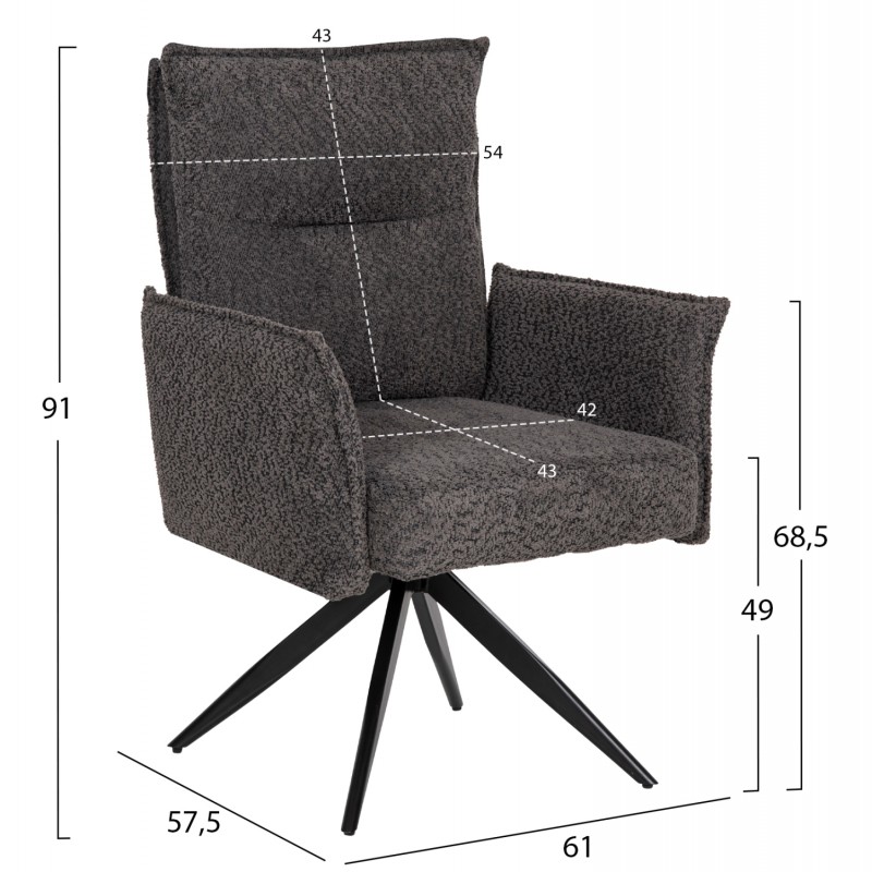 ΠΟΛΥΘΡΟΝΑΚΙ ZORIN HM9846.03 ΓΚΡΙ ΥΦΑΣΜΑ-ΜΑΥΡΑ ΜΕΤΑΛΛΙΚΑ ΠΟΔΙΑ 64x66x94,5Υεκ.