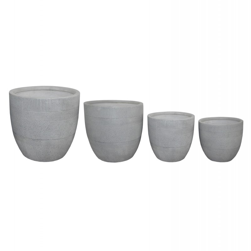 ΣΕΤ 4ΤΜΧ ΓΛΑΣΤΡΕΣ ΣΤΡΟΓΓΥΛΕΣ ΣΕΙΡΑ GARDENER HM4719 FIBERCLAY-ΧΡΩΜΑ CEMENT Φ44x43Υεκ