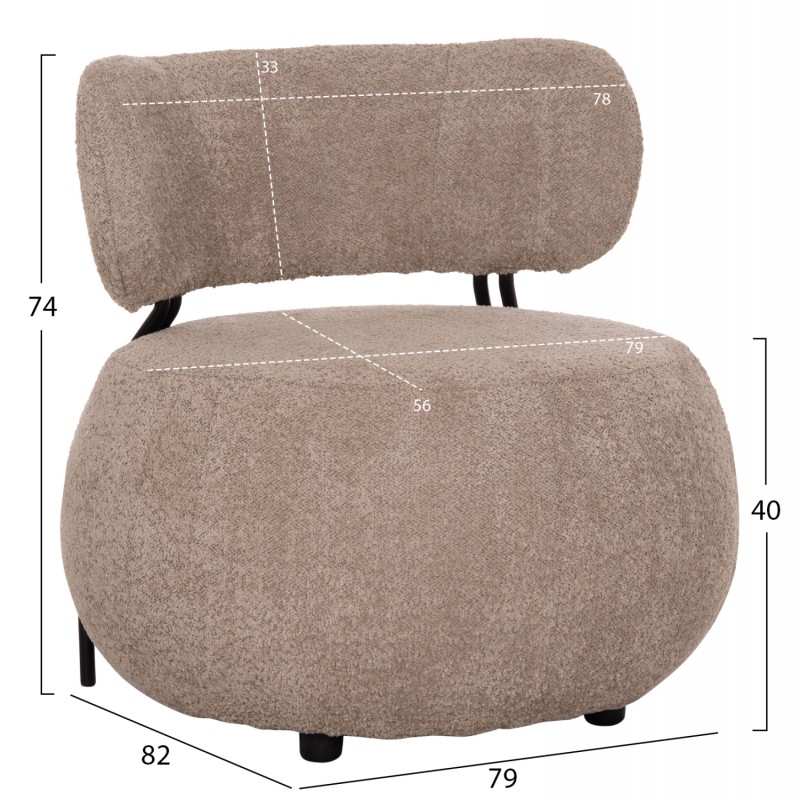 ΠΟΛΥΘΡΟΝΑ ΣΤΡΟΓΓΥΛΗ KARSEN HM9598.08 ΣΚΟΥΡΟ ΜΠΕΖ ΜΠΟΥΚΛΕ ΥΦΑΣΜΑ 79x82x74Υεκ.