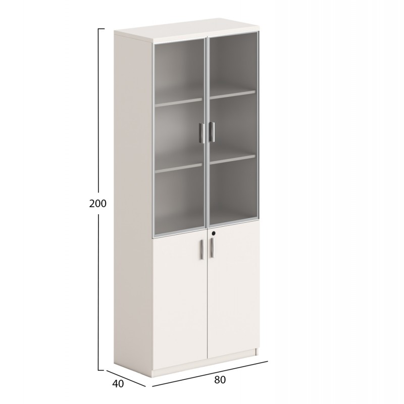 ΒΙΒΛΙΟΘΗΚΗ NEWLINE HM18281 ΜΕΛΑΜΙΝΗ ΕΚΡΟΥ & ΚΑΦΕ--ΓΥΑΛΙ 80x40x200Υεκ.