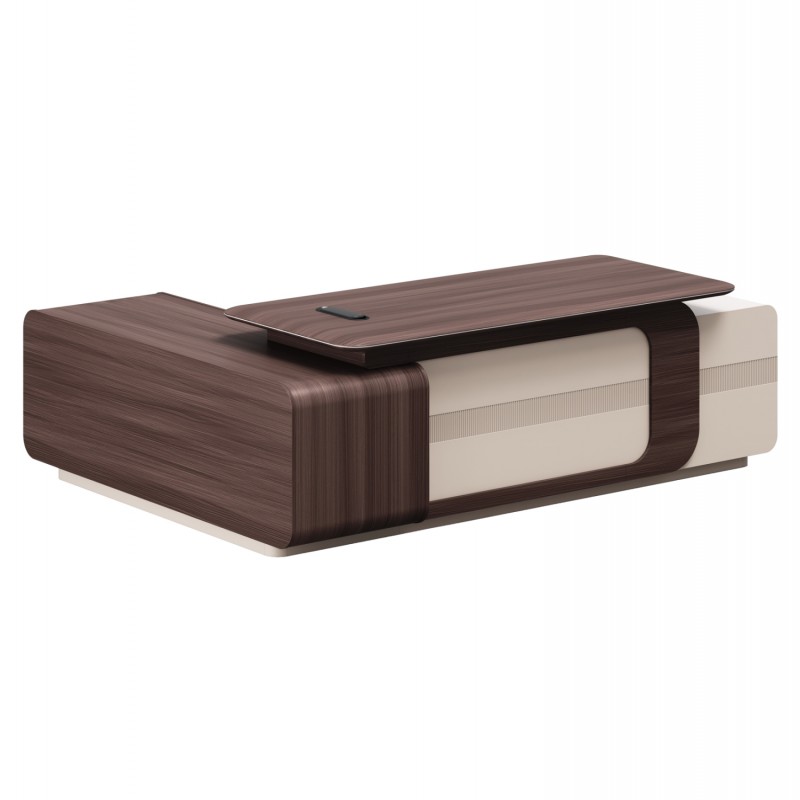 ΓΡΑΦΕΙΟ ΔΕΞΙΑ ΓΩΝΙΑ ΣΕΙΡΑ PRESIDENT HM2146R ΜΕΛΑΜΙΝΗ ΣΕ ΚΑΡΥΔΙ-ΜΠΕΖ 240x180x76Υεκ