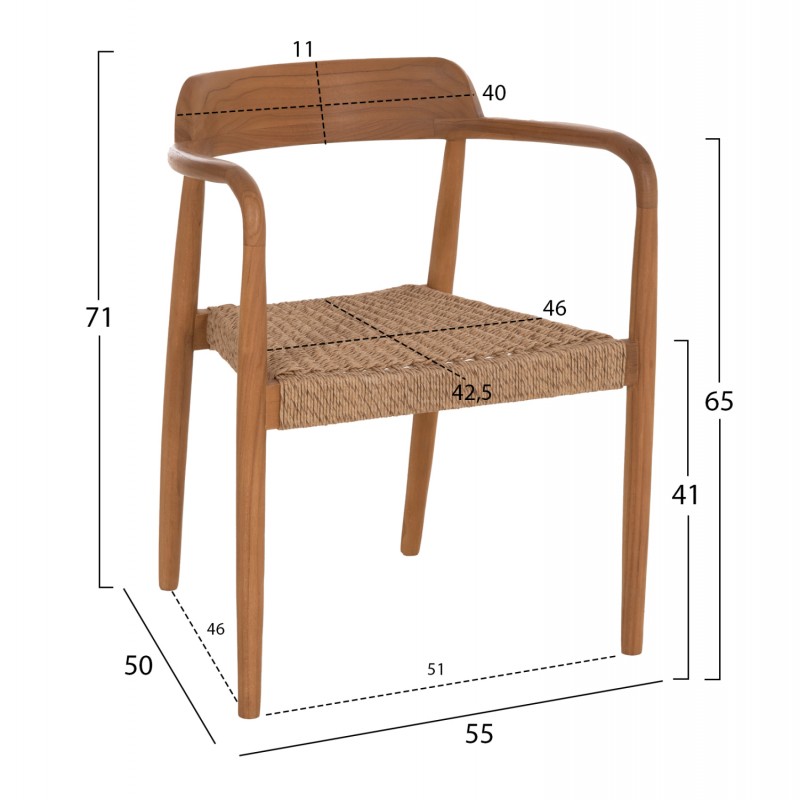 ΠΟΛΥΘΡΟΝΑ ΤΡΑΠΕΖΑΡΙΑΣ ROBBY HM18350 ΞΥΛΟ TEAK & ΣΧΟΙΝΙ VIRO ΦΥΣΙΚΟ 55x50x71Υεκ.