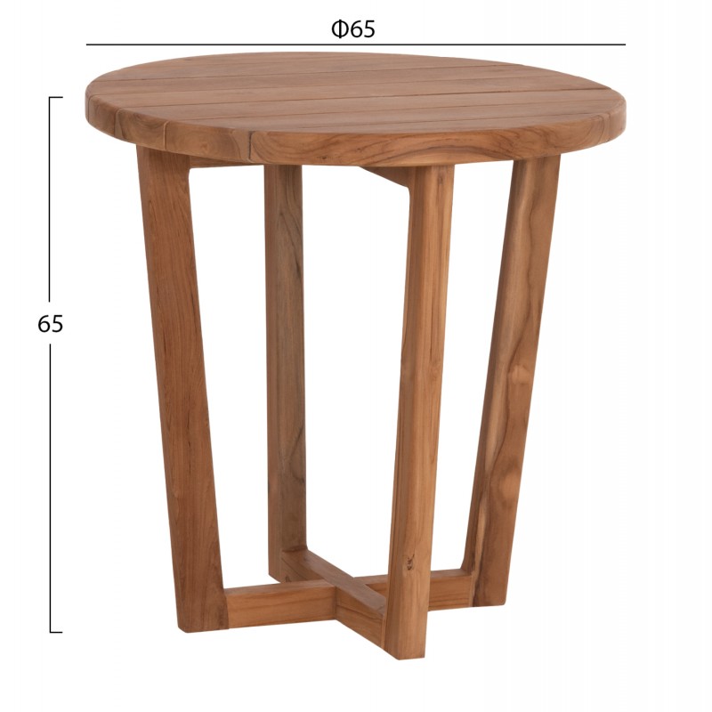 ΤΡΑΠΕΖΙ ΜΕΣΗΣ ΣΤΡΟΓΓΥΛΟ KOLIN HM6650 ΞΥΛΟ TEAK ΦΥΣΙΚΟ Φ65x65Υεκ.