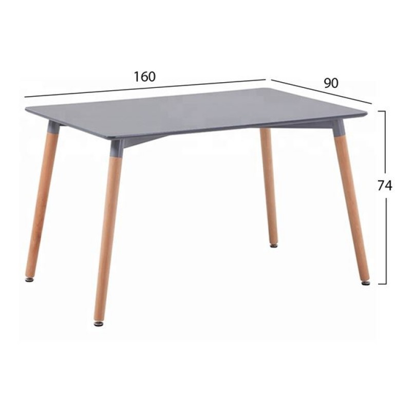 ΤΡΑΠΕΖΙ MINIMAL 160Χ90X74,5Υ εκ. ΓΚΡΙ ΜΕ ΞΥΛΙΝΑ ΠΟΔΙΑ ΟΞΙΑ HM8697.10